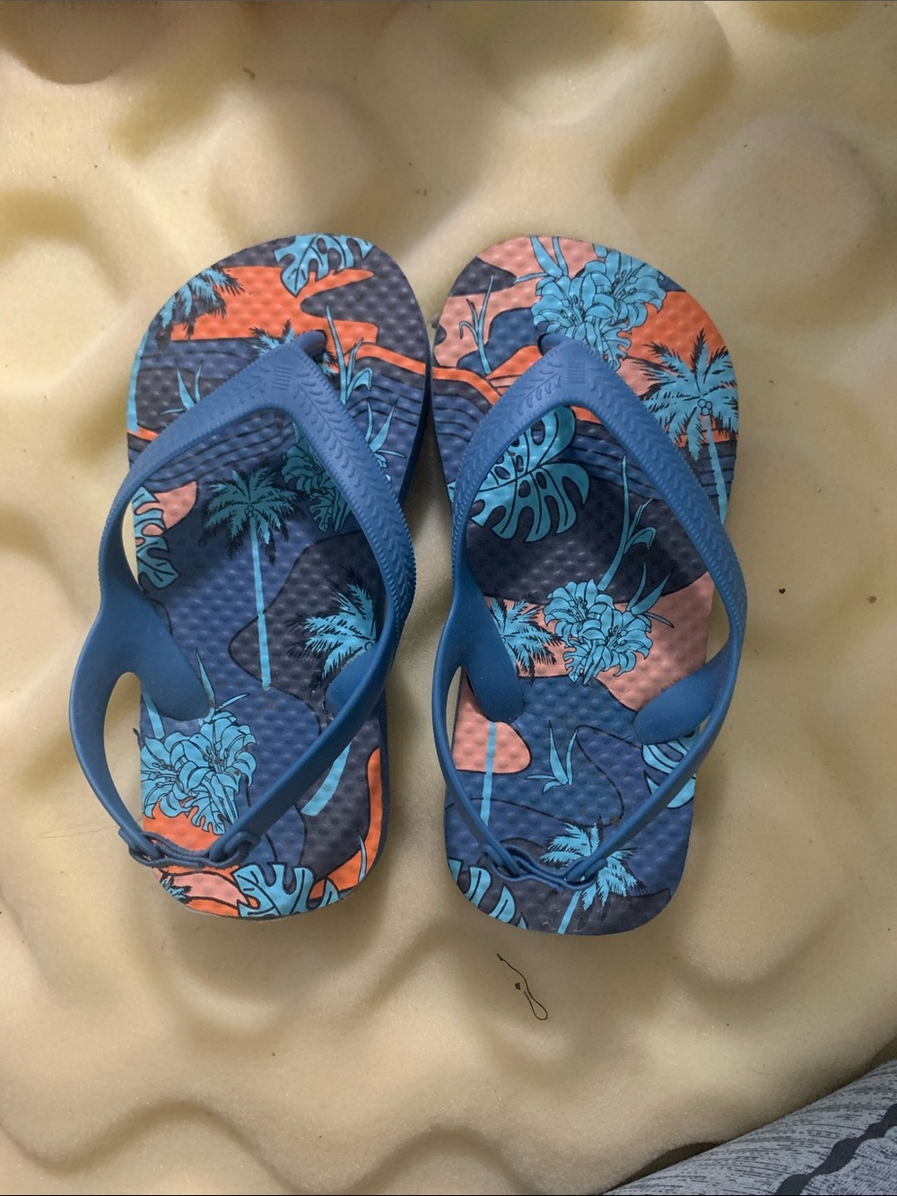 Havaianas Blue and Coral Tropical Kids Flip Flops